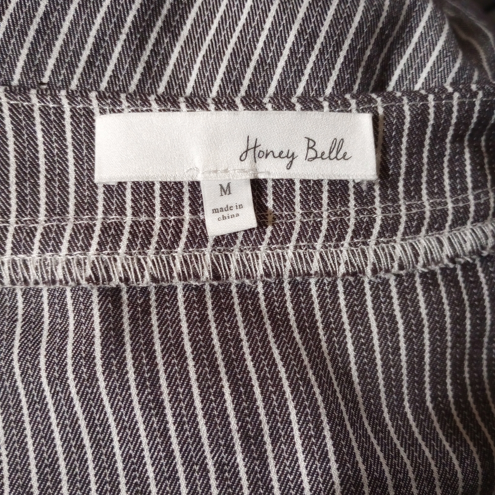 EUC Medium Honey Belle Brown Cream Striped Crop With Cape Sleeves Preppy Baddie - Picture 7 of 7
